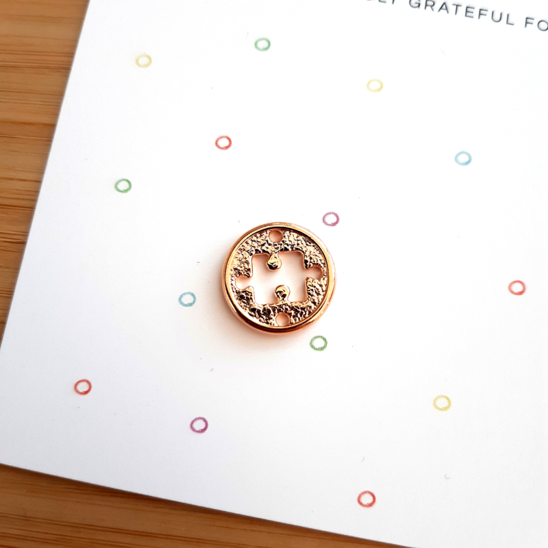 Anhänger Metall DQ Zwischenstück Puzzle Rosegold