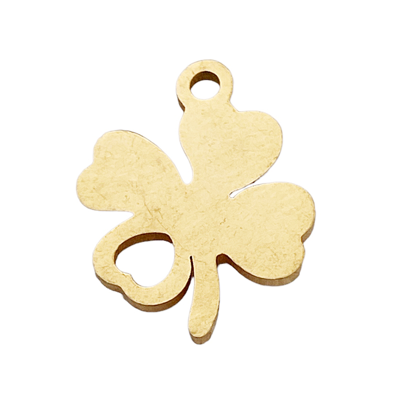 Stainless Steel - Anhänger Glückskleeblatt 13x10mm Gold