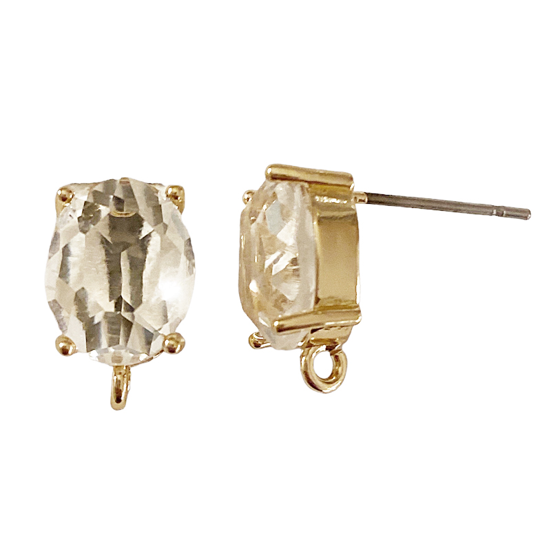 Kristallglas Ohrstecker Oval 12x8mm Crystal-gold