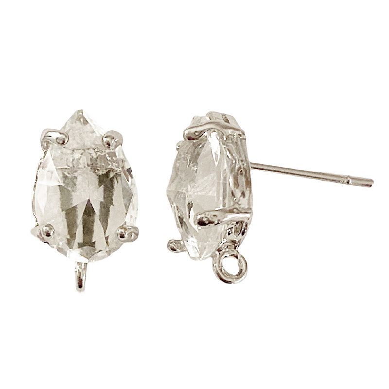 Kristallglas Ohrstecker Tropfen 14x8mm Crystal-silber