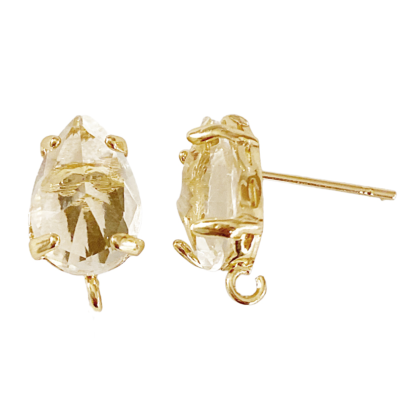 Kristallglas Ohrstecker Tropfen 14x8mm Crystal-gold