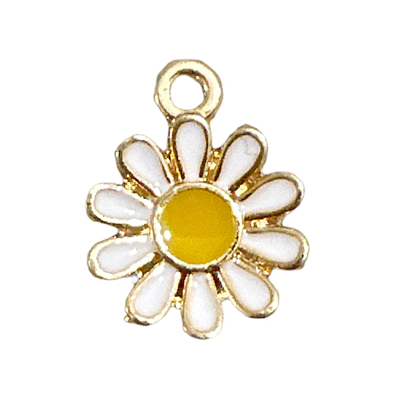 Anhänger Metall BQ Blume 15x12mm Gold-weiß