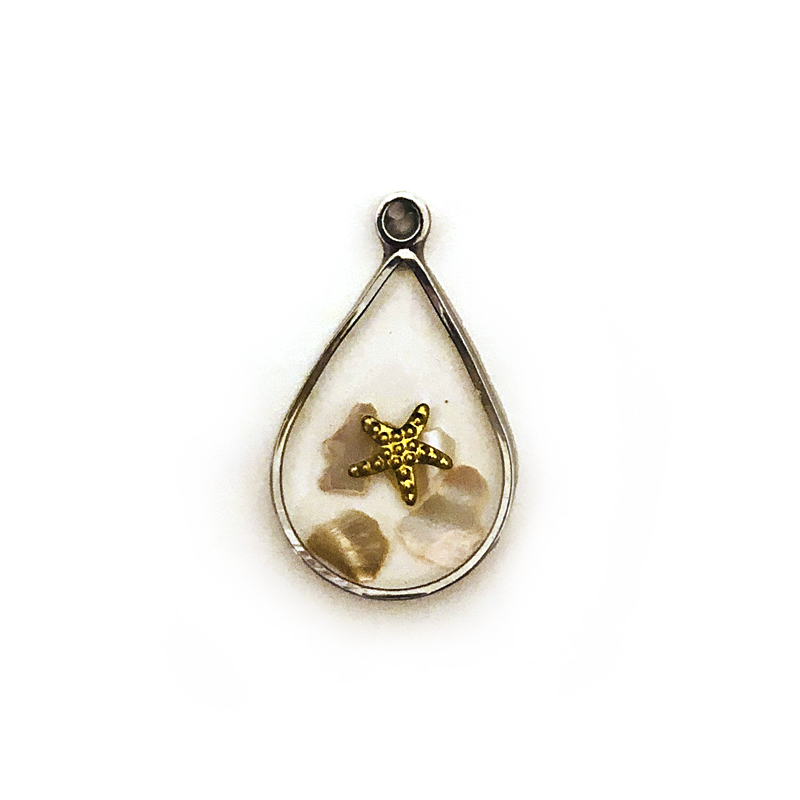 Kunstharz Tropfen Anhänger Muschel / Silber