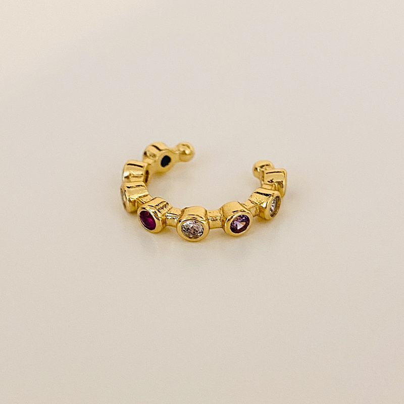 Zirkonia Rainbow Ear Cuff Gold / ELA