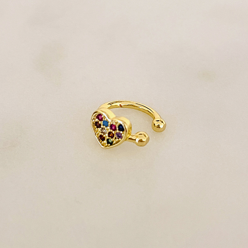Zirkonia Rainbow Ear Cuff Gold / LOVE