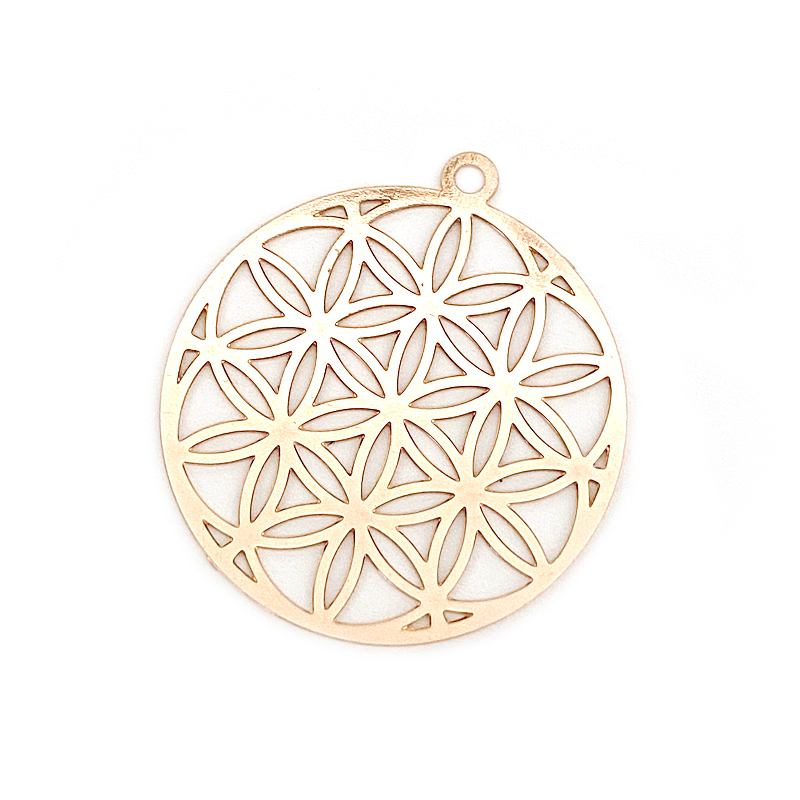 Anhänger Metall DQ Blume des Lebens Rosegold