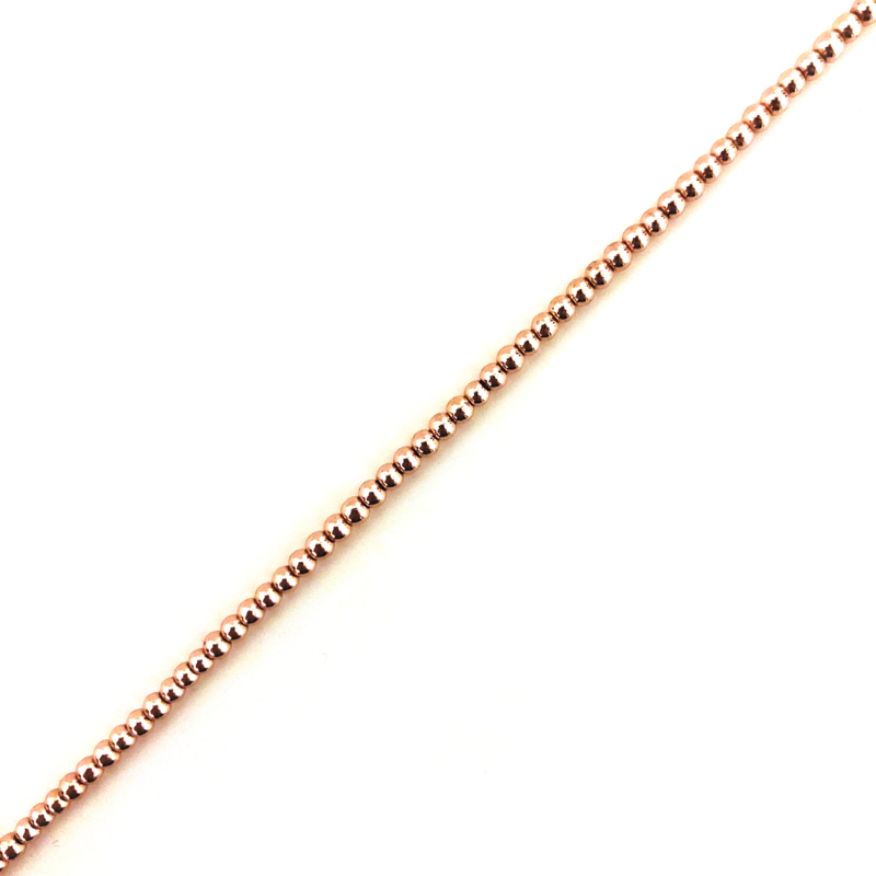 Hämatit Perlenstrang ⌀2mm - rosévergoldet