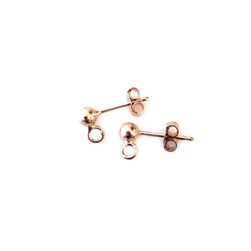 2 Stk. 925 Silber Ohrstecker / 18K rosé vergoldet