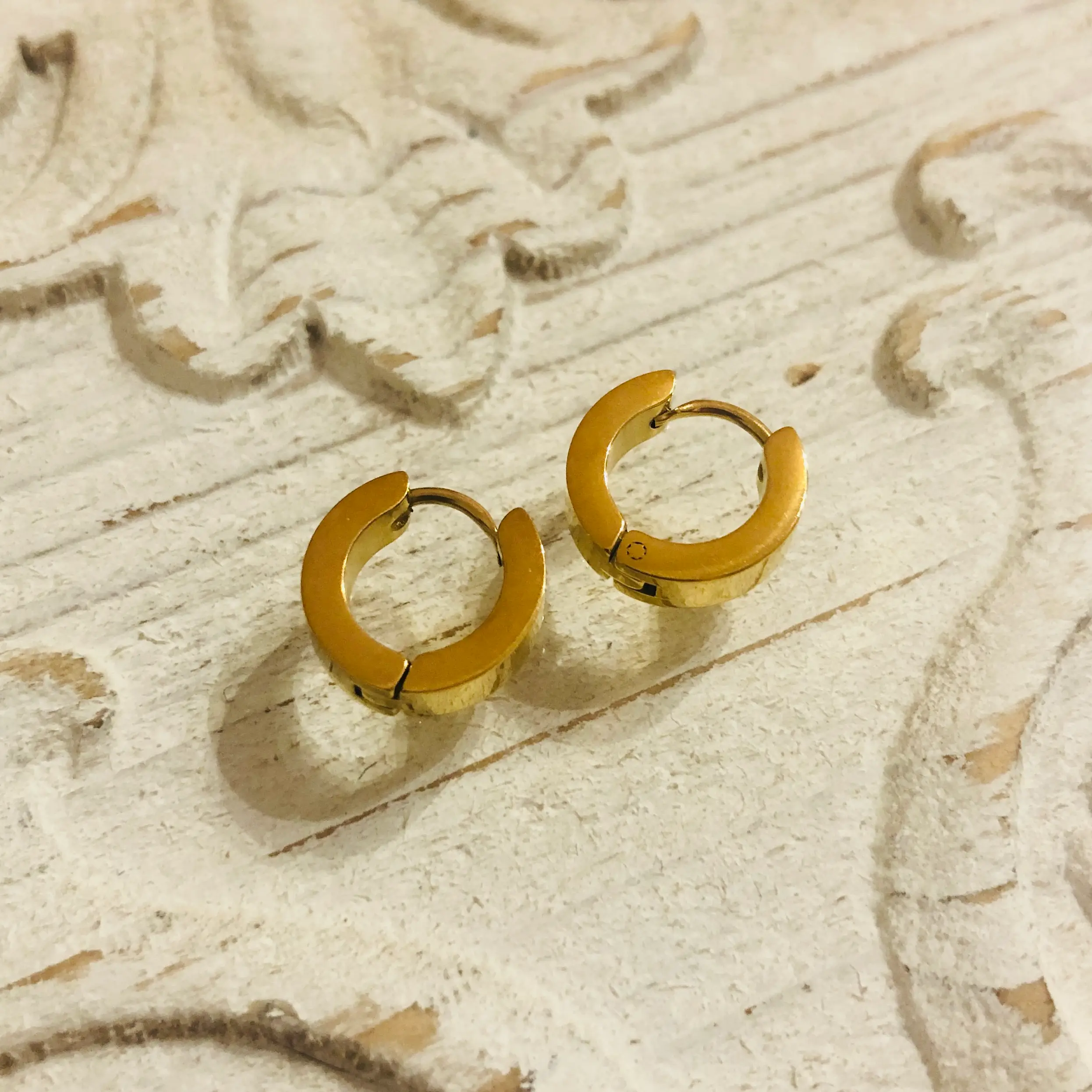 Stainless Steel - Edelstahl Creolen flach 13mm Gold