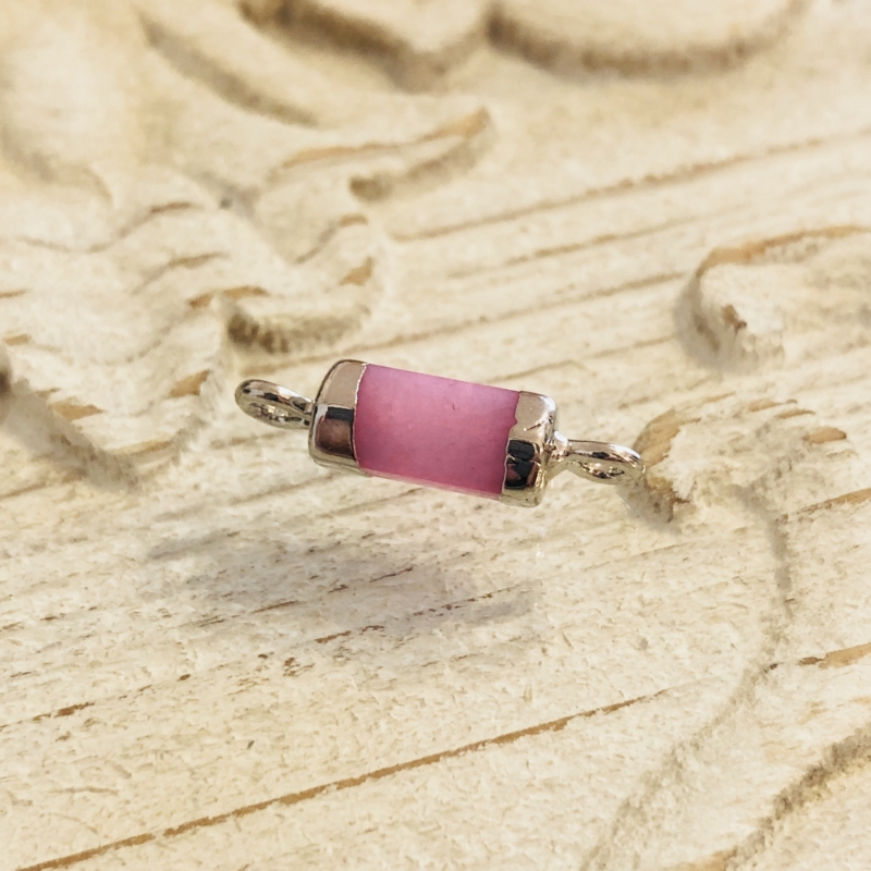Naturstein Zwischenstück 20x7mm / Rose-silber