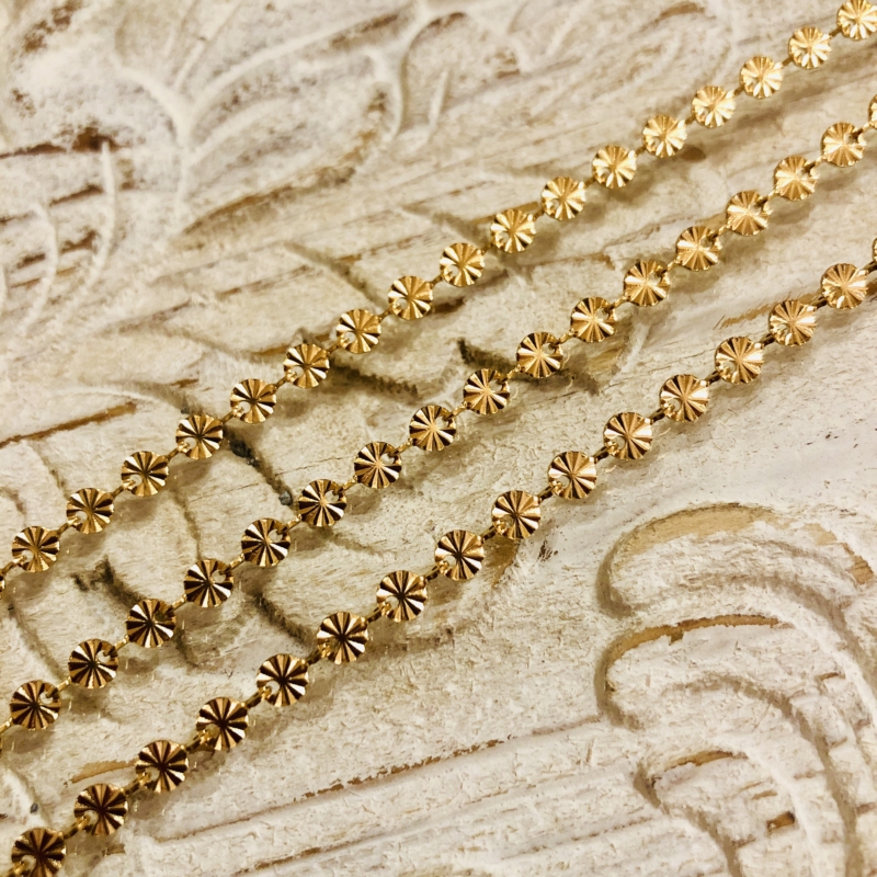 50cm Edelstahl Jasseron Kette Ø 4mm - Coin Gold