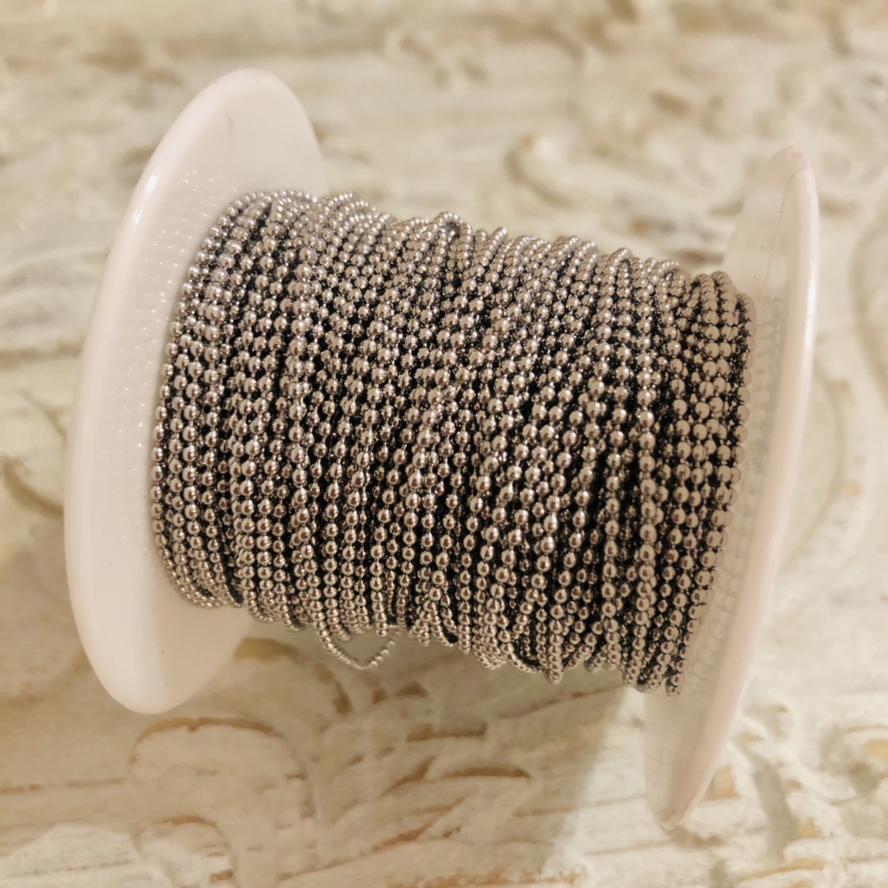 1m Kugelkette BQ 1,2mm - Antik silber
