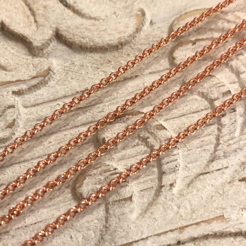 1m DQ Kette rund 2mm - rose vergoldet