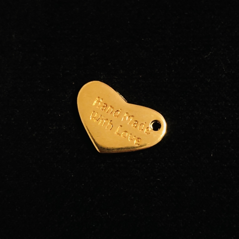 Anhänger Metall DQ Herz "Hand Made with Love" Gold
