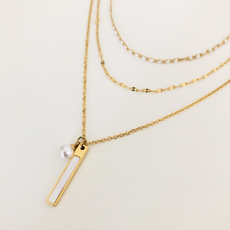 Stainless Steel - Kettenset Long "Pearl" / Gold