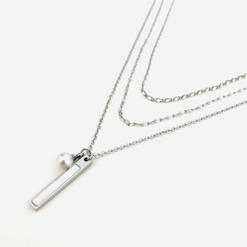 Stainless Steel - Kettenset Long "Pearl" / Silber