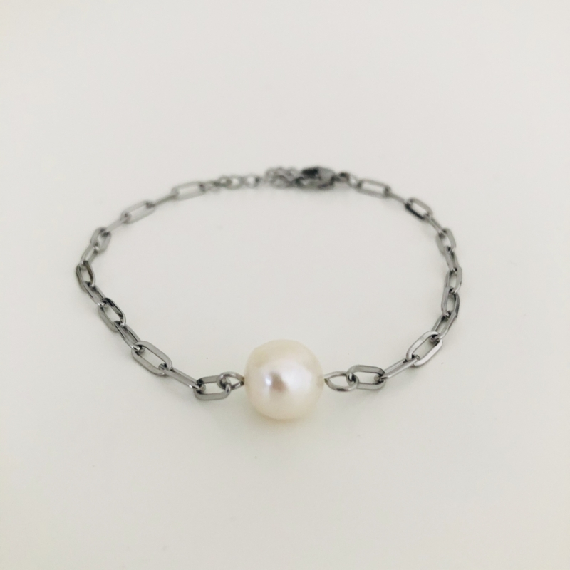 Stainless Steel Armband "Pearl" / Silber