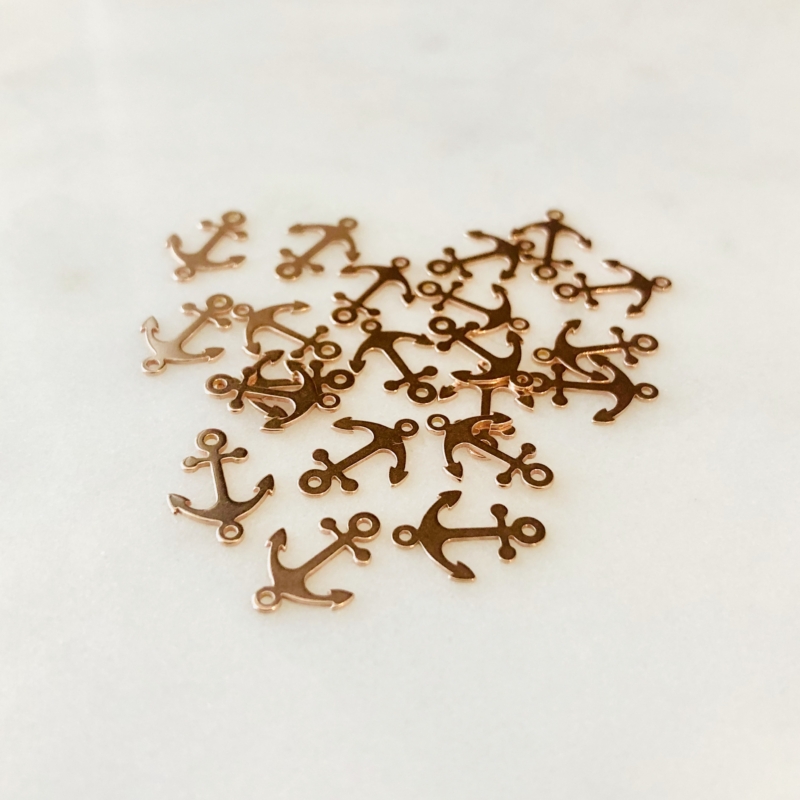925 Silber Zwischenstück Anker / 18K rosé vergoldet