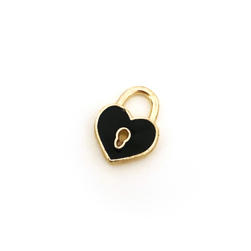 Anhänger Metall DQ Herz Gold-Schwarz