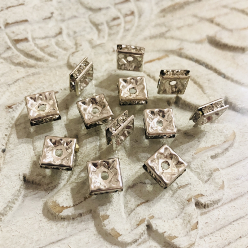 Strass Perlen Viereck kristall 8x8 mm