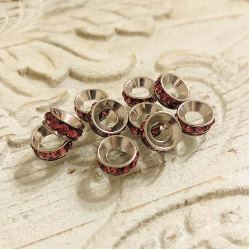 Strass Rondell silber/pink 10 x 4 mm