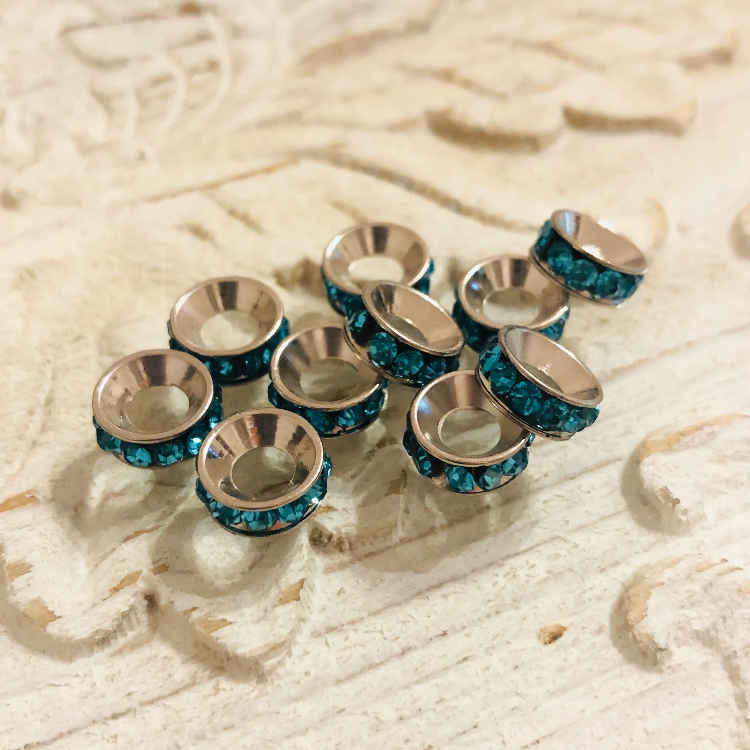 Strass Rondell silber/hellblau 10 x 4 mm