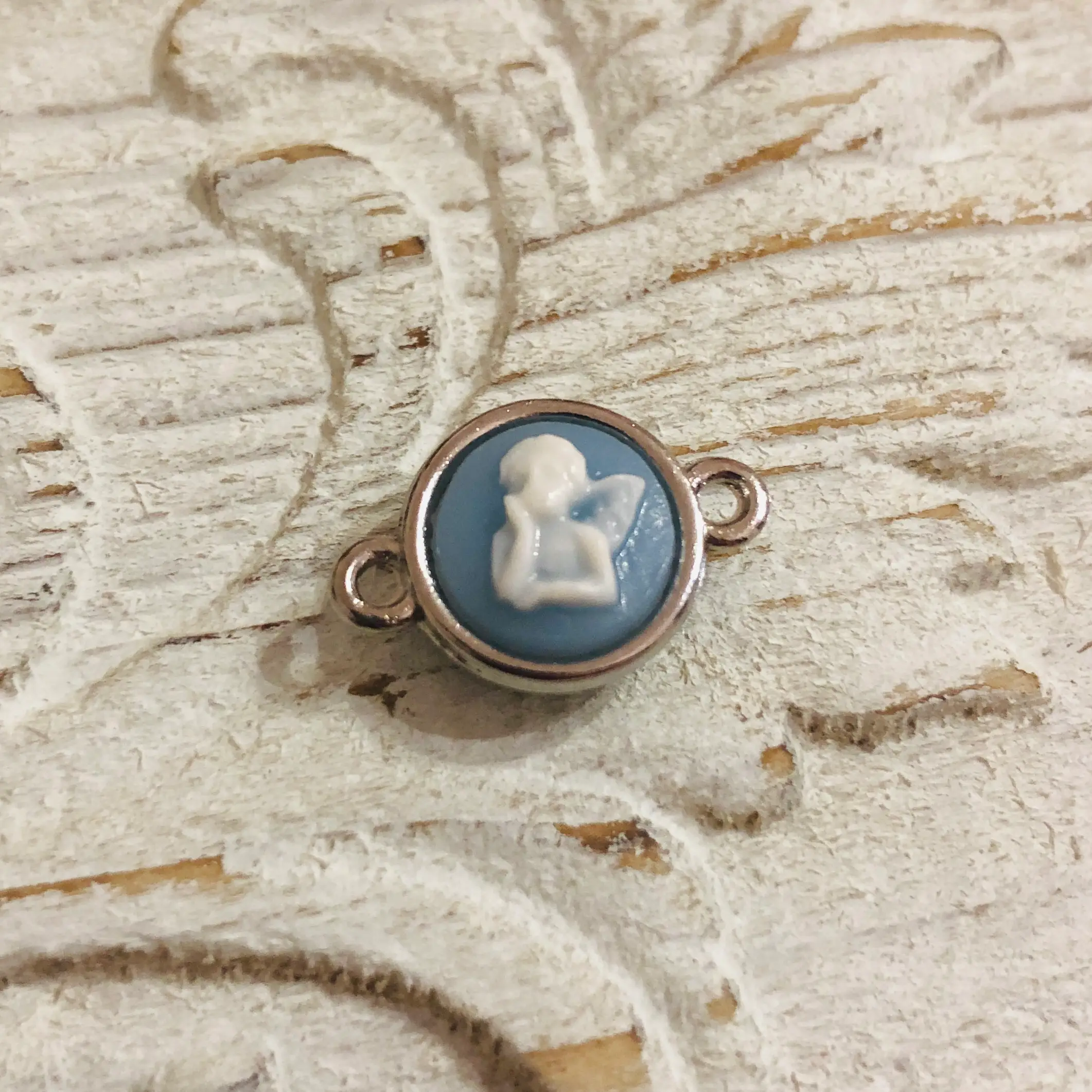 Anhänger Metall DQ Zwischenstück Engel 19x13mm Silber