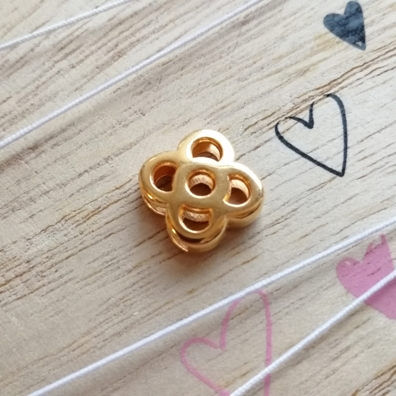 Metall Slider Perle DQ Blume Gold