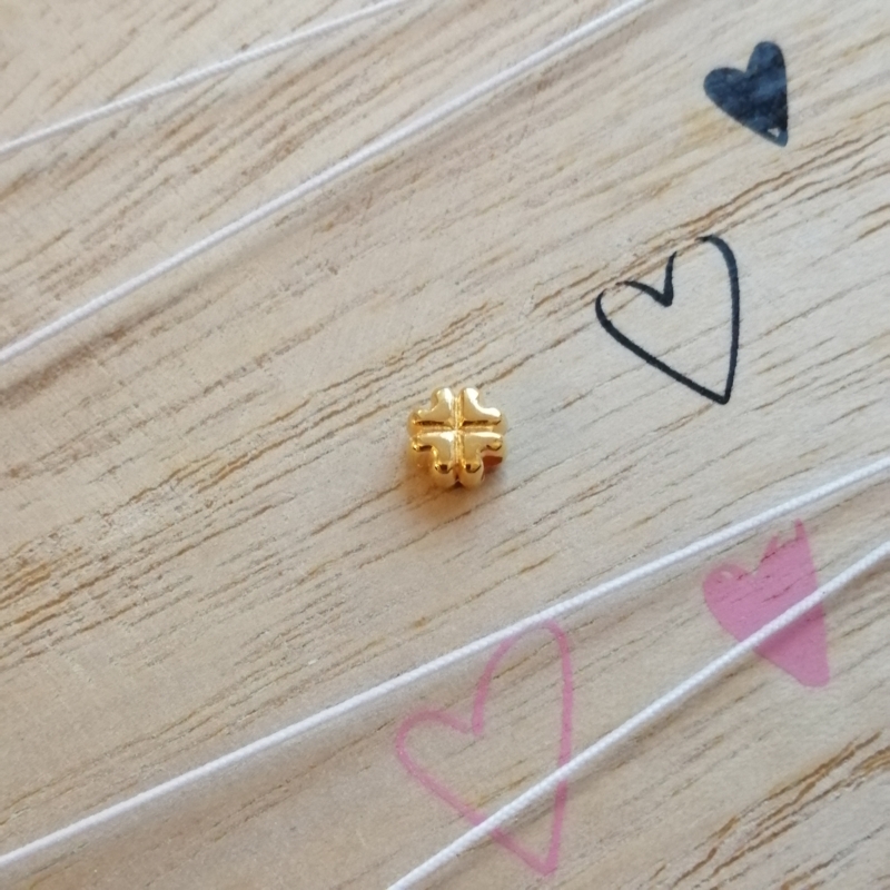 Metall Perle DQ Glücksklee Gold