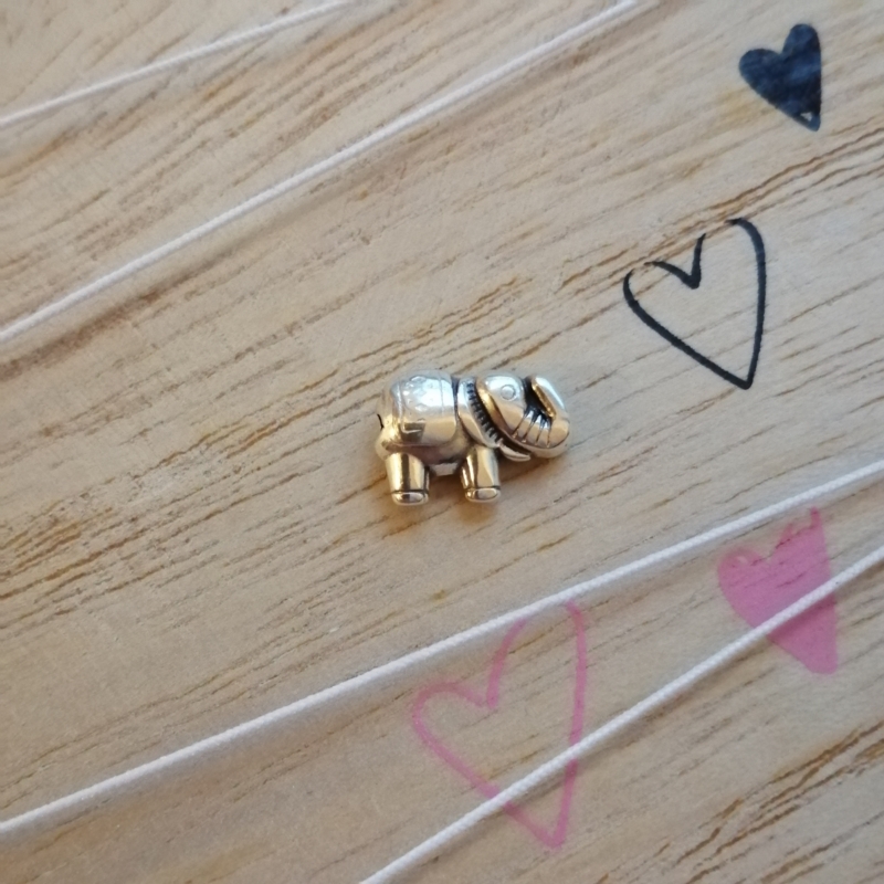 Metall Perle DQ Elefant Silber