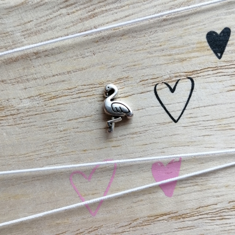 Metall Perle DQ Flamingo Silber