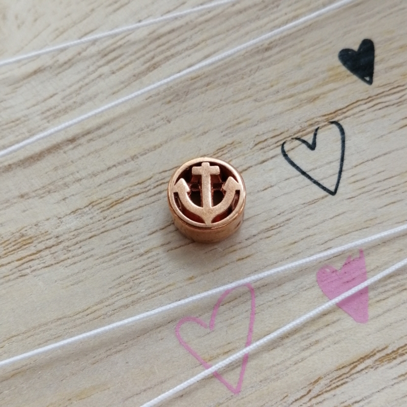 Metall Perle DQ Anker rund Rosegold