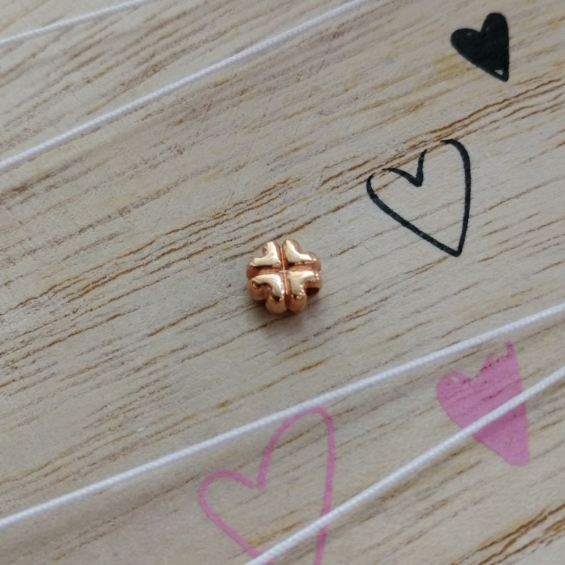 Metall Perle DQ Glücksklee klein Rosegold
