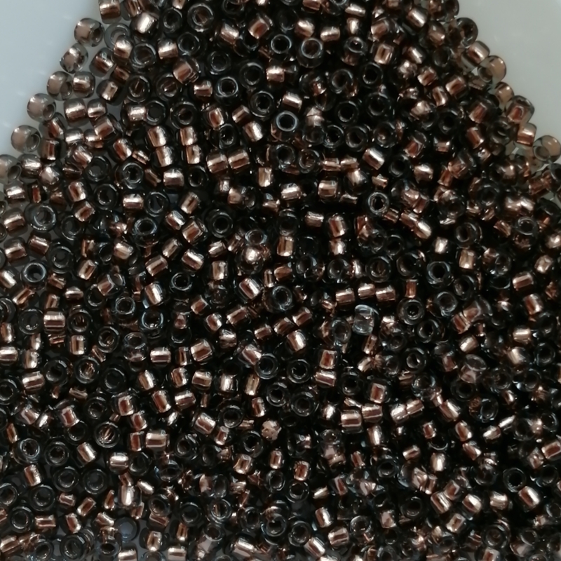 Toho Rocailles 15/0 - 1,5 mm - 5g - Farbe: 750 Copper-Lined Black Diamond