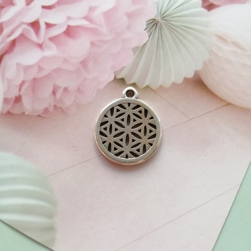 Anhänger Metall DQ Blume des Lebens Silber