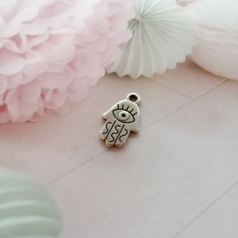 Anhänger Metall DQ Hamsa Hand Silber