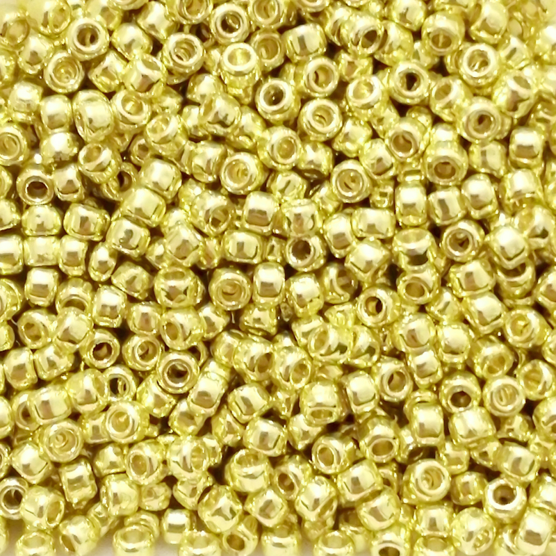 Toho Rocailles 8/0 - 3 mm - 8g - Farbe:PF590 Galvanized Lemon Gold