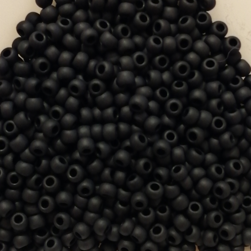 Toho 11/0 - 2,2 mm - 8g - Farbe:49F Opaque Matte Jet (Schwarz)