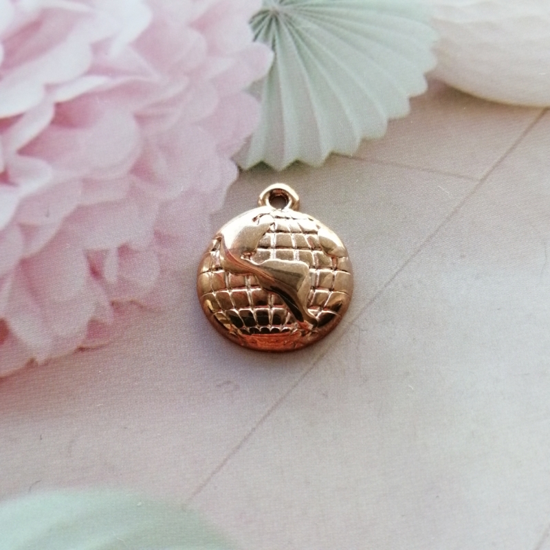 Anhänger Metall DQ Globus Rosegold