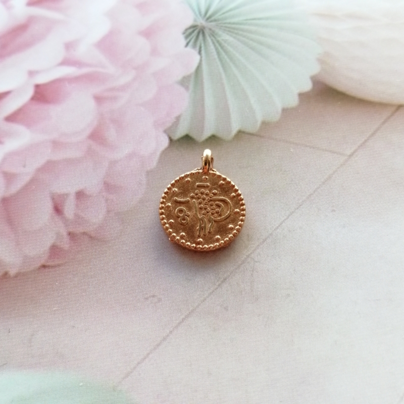 Anhänger Metall DQ Münze Rosegold