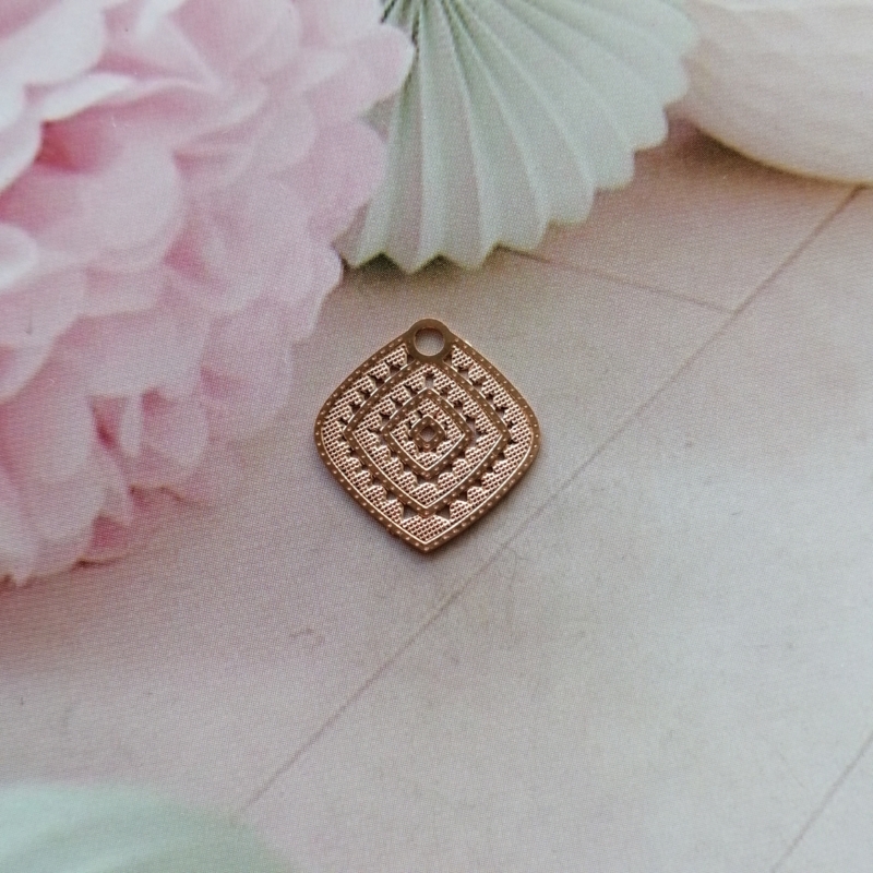 Anhänger Metall DQ Raute flach Rosegold