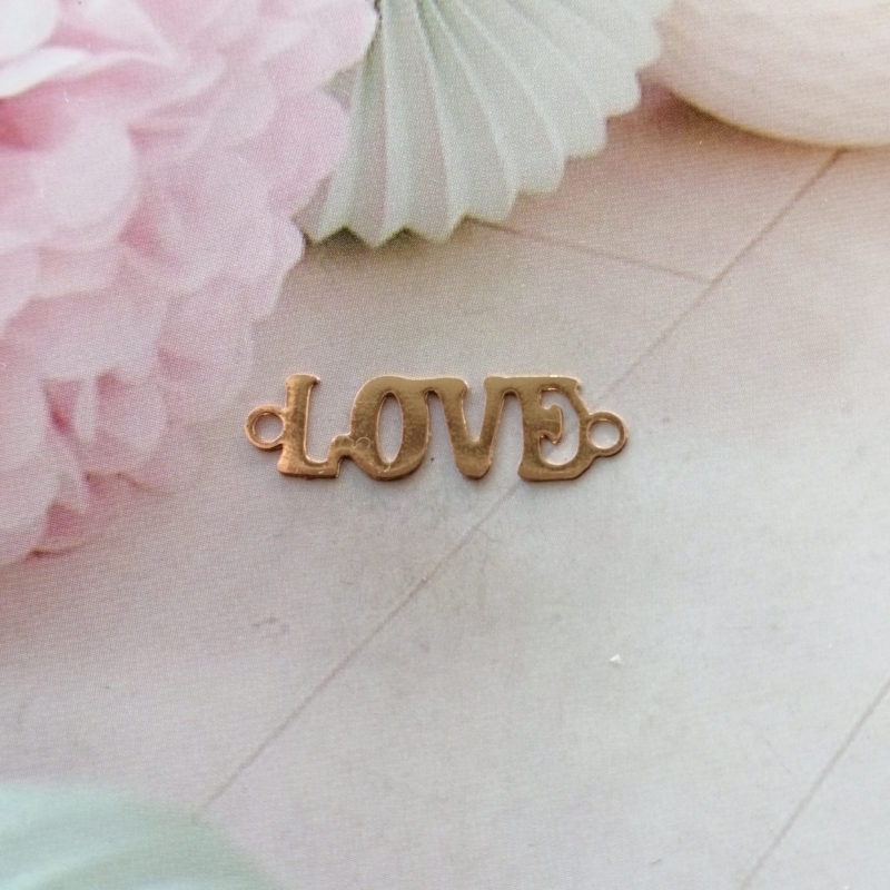 Anhänger Metall DQ Zwischenstück LOVE flach Rosegold