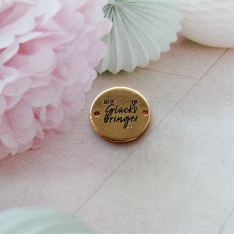 Anhänger Metall DQ Zwischenstück mein Glücksbringer Rosegold