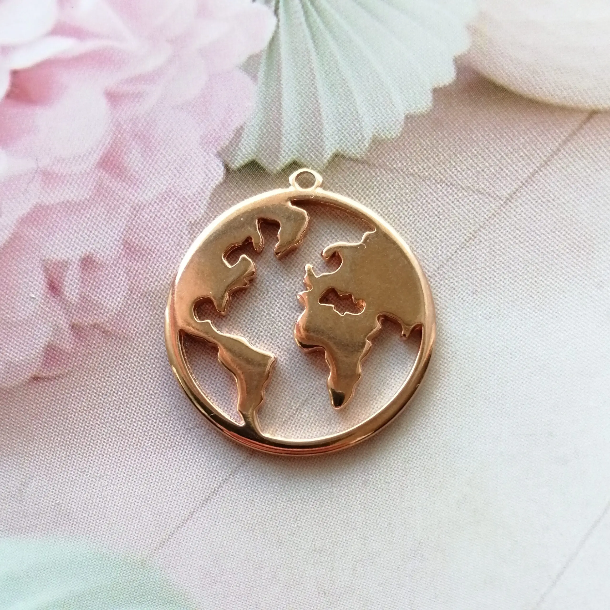 Anhänger Metall DQ Welt Rosegold