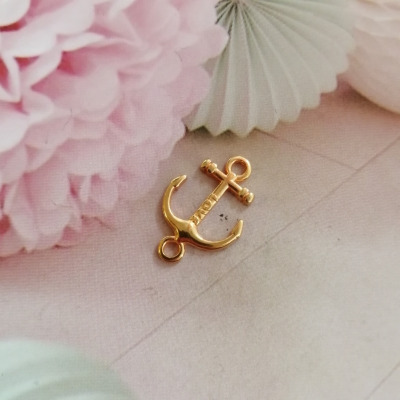 Anhänger Metall DQ Zwischenstück Anker love Gold