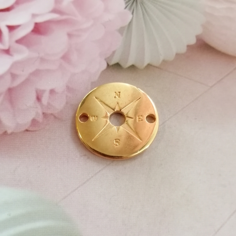 Anhänger Metall DQ Zwischenstück Kompass Ø 20 mm Gold