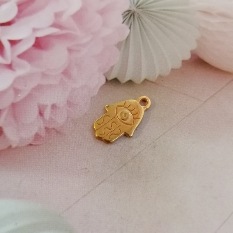Anhänger Metall DQ Hamsa Hand Gold