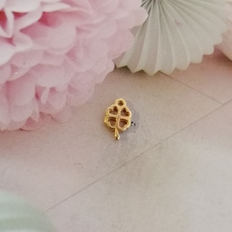 Anhänger Metall DQ Glücksklee mini Gold