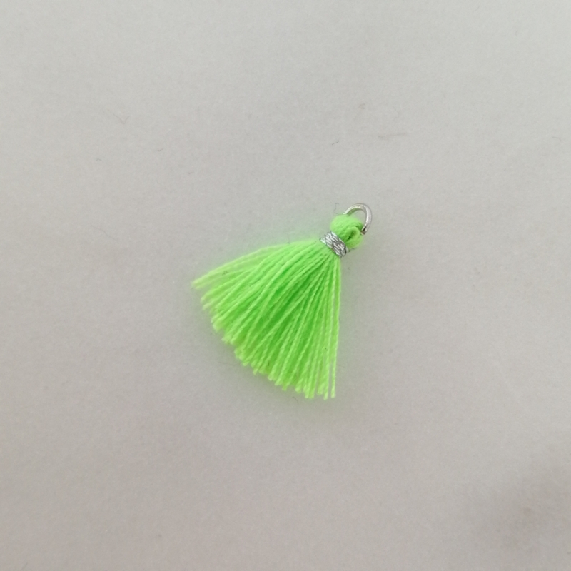 Quaste 1,2cm Silber / Neon grün