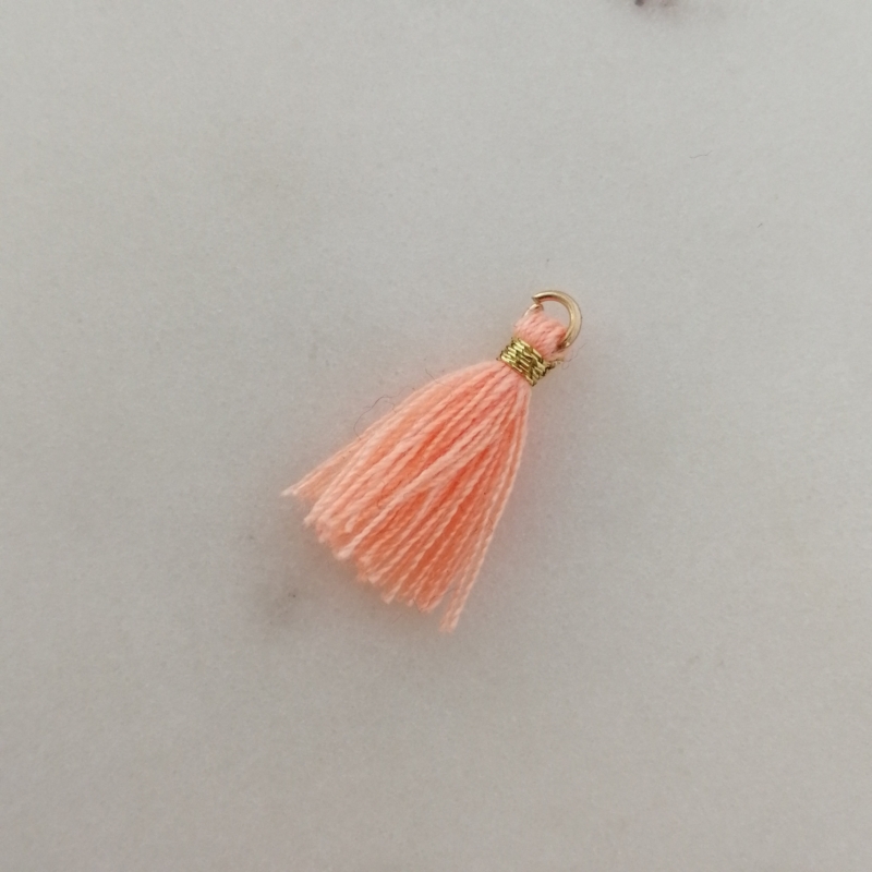 Quaste 1,6cm Gold / Koralle